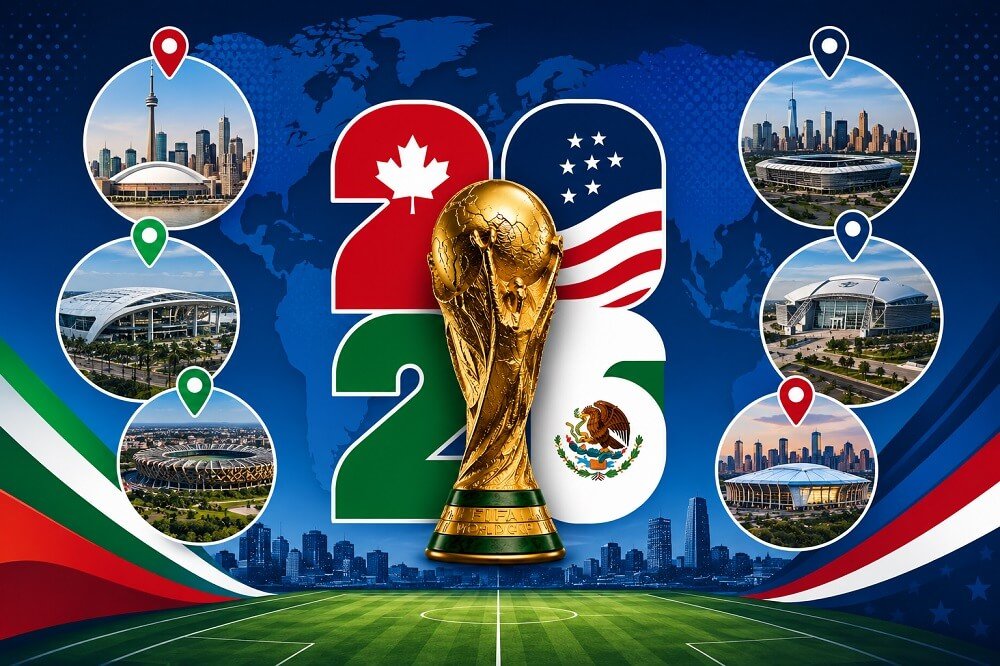 Major FIFA World Cup 2026 host stadiums across the United States, Canada and Mexico.